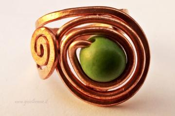 Anello di rame fatto a mano Semia, particolare