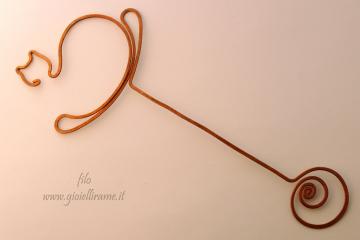 Segnalibro artigianale in rame Gattone