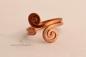 Anello in rame artigianale Piccole onde
