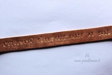 Bracciale in rame unisex personalizzato con dedica incisa