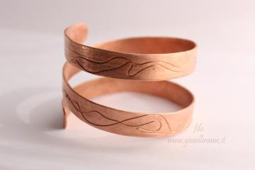 Bracciale artigianale unisex in rame con incisione 