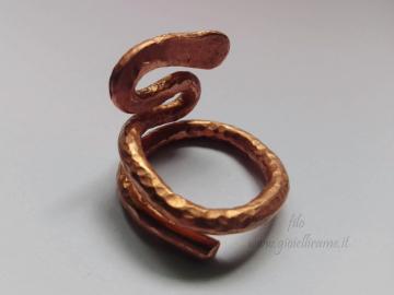 Anello artigianale Snake in rame