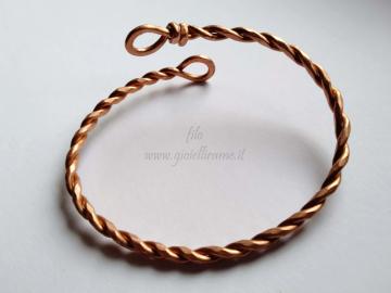 Bracciale artigianale in rame intrecciato