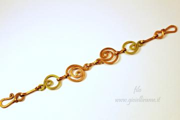 Bracciale artigianale in rame e ottone Cosmo