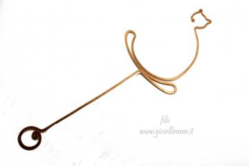 Segnalibro artigianale in rame Gattone