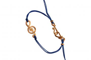 Bracciale artigianale unisex in rame e filo blu