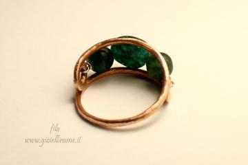 Anello in rame lavorato a mano  pietre di avventurina