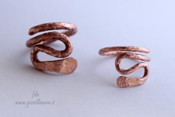 Anelli artigianali in rame Snake 