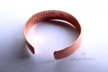 Bracciale artigianale in rame con dedica