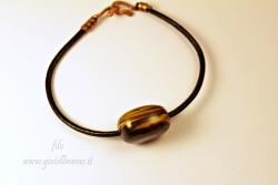 Bracciale artigianale unisex in cuoio, rame e occhio di tigre