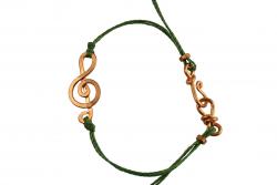 Bracciale artigianale unisex in rame e filo verde